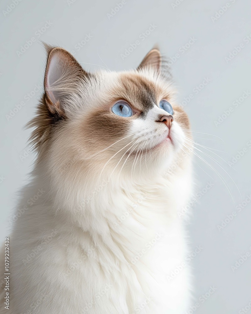 Portrait of a Ragdoll Cat with Striking Blue Eyes and Soft Fluffy Coat, Perfect for Cat Lovers and Feline Enthusiasts
Portrait of a Ragdoll Cat with Striking Blue Eyes and Soft Fluffy Coat, Perfect for Cat Lovers and Feline Enthusiasts