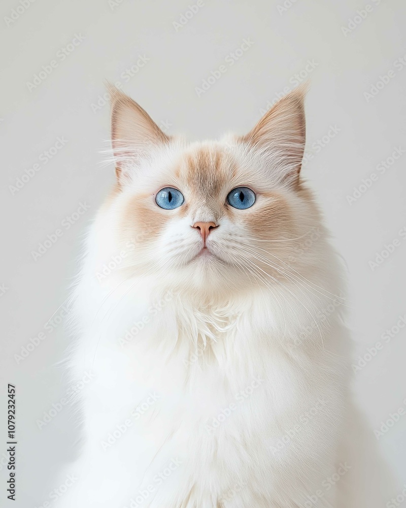 Portrait of a Ragdoll Cat with Striking Blue Eyes and Soft Fluffy Coat, Perfect for Cat Lovers and Feline Enthusiasts
Portrait of a Ragdoll Cat with Striking Blue Eyes and Soft Fluffy Coat, Perfect for Cat Lovers and Feline Enthusiasts
