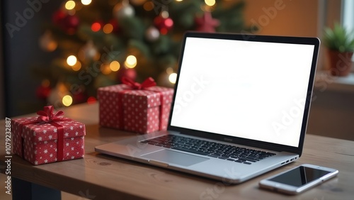 christmas gift with laptop