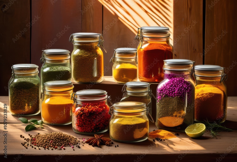 lively display essential ingredients colorful glass containers artistic flair, arrangements, ambiance, beautiful, buffet, concepts, craft, creative lively display essential ingredients colorful glass containers artistic flair, arrangements, ambiance, beautiful, buffet, concepts, craft, creative