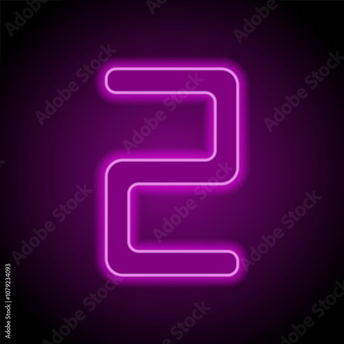 Wallpaper Mural Number two, numeral simple icon vector. Flat design. Purple neon on black background Torontodigital.ca