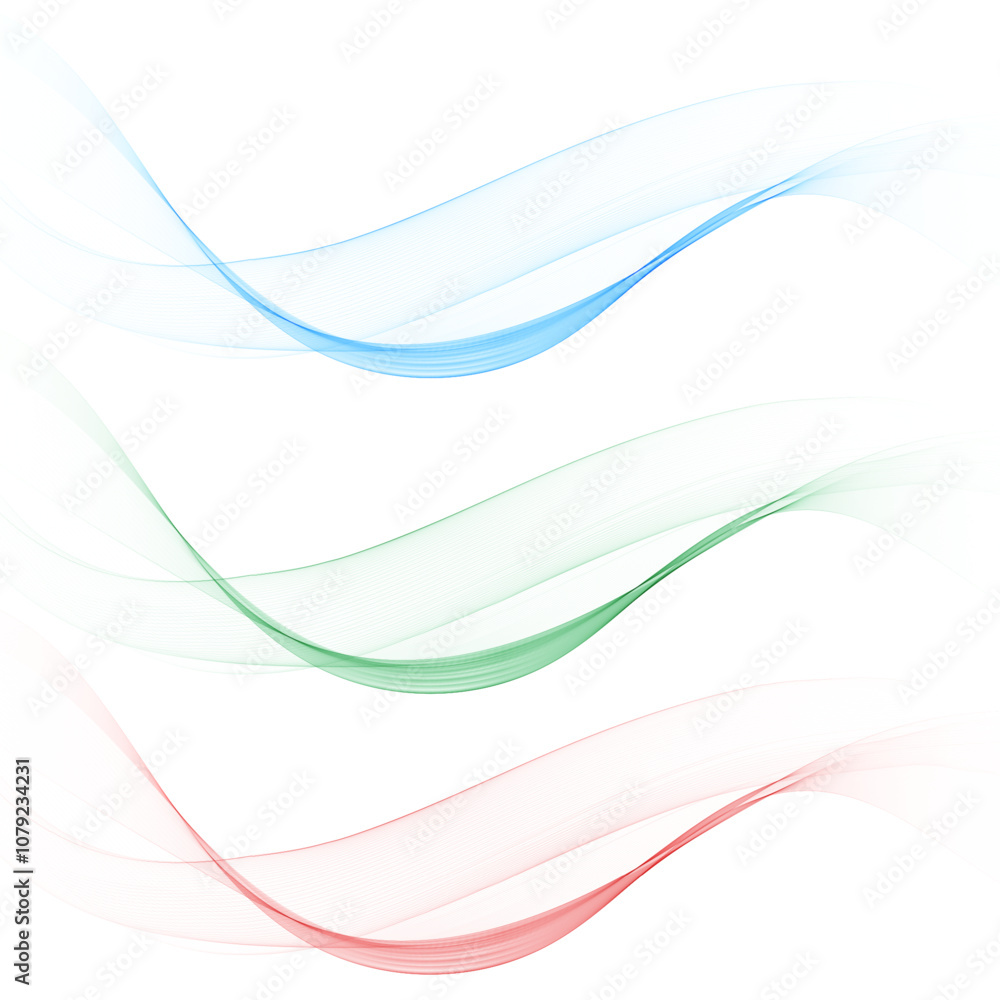 Obraz premium Set of abstract colored waves. Red, green, blue waves. Eps 10