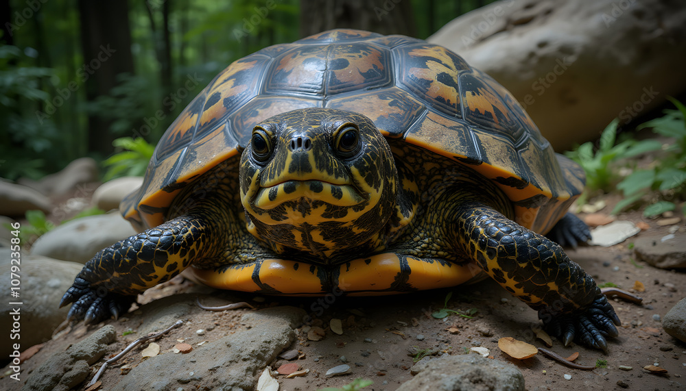 Close-up of a tortoise in the wild, highlighting wildlife conservation and biodiversity Close-up of a tortoise in the wild, highlighting wildlife conservation and biodiversity