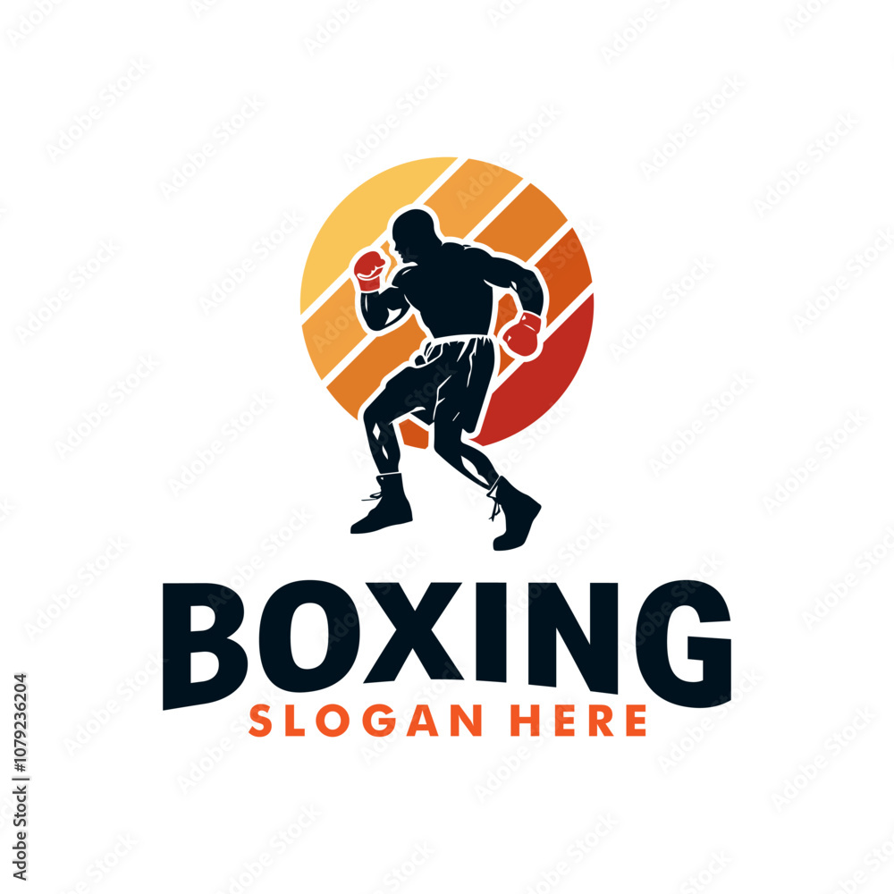 Boxing player silhouette logo design Boxing player silhouette logo design