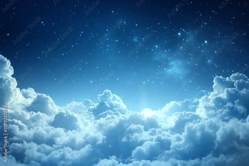 Majestic Celestial Tapestry: A Starlit Sky Above Ethereal Clouds Background Majestic Celestial Tapestry: A Starlit Sky Above Ethereal Clouds Background