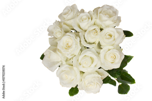 round bouquet of white roses