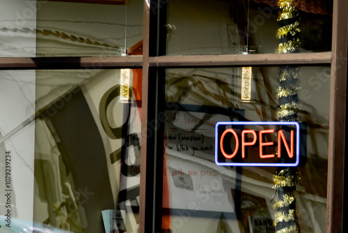 Open sign in Cape Cod Massachusetts store front 2024 