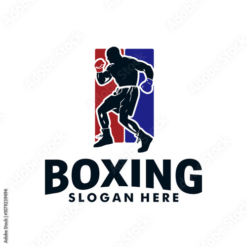 Boxing player silhouette logo design