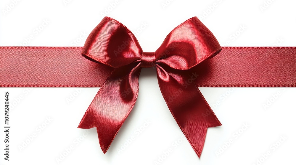Shiny red satin ribbon on white background Shiny red satin ribbon on white background