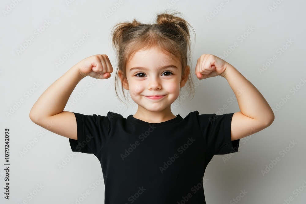 custom made wallpaper toronto digitalConfident and Empowered Young Girl Flexing Muscles