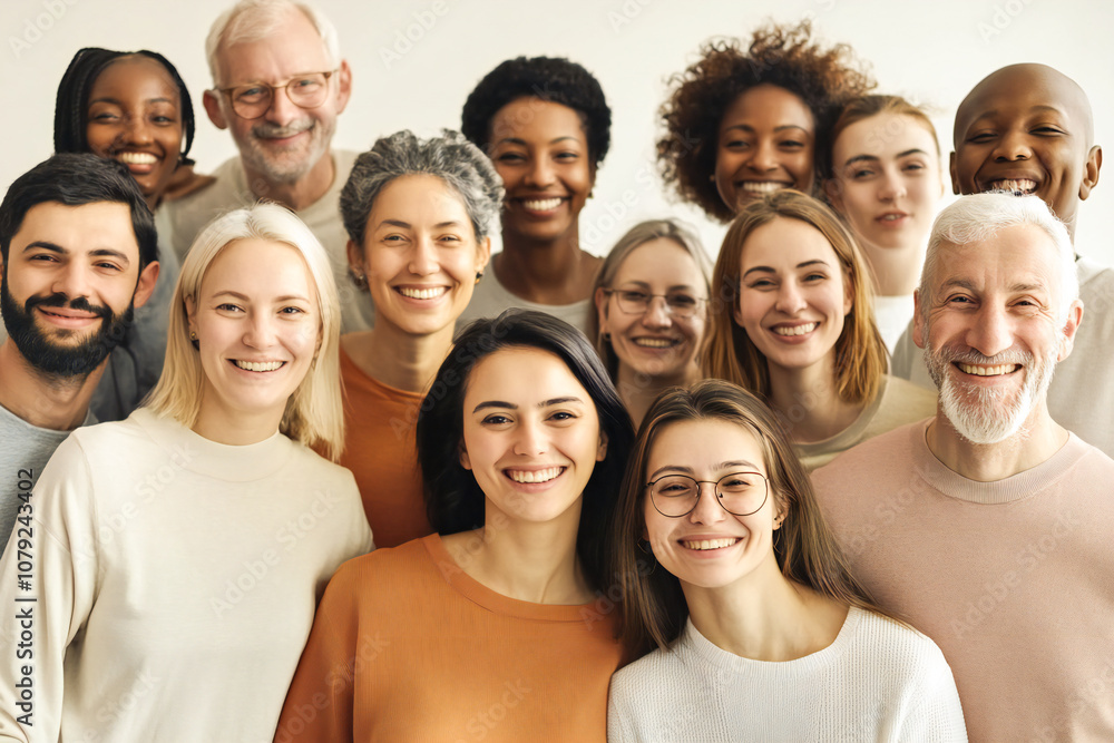 A large group of happy people from different ethnic groups and different generations of people A large group of happy people from different ethnic groups and different generations of people