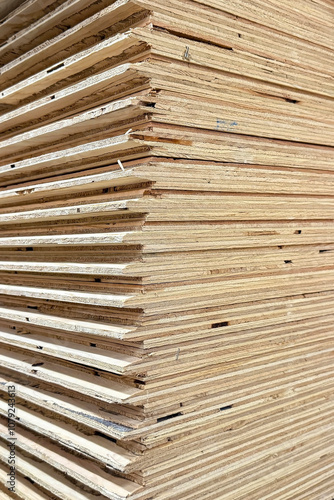 Stack of plywood board panels