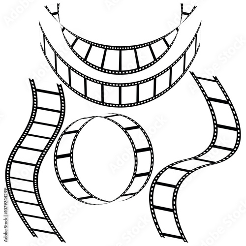 Film strip set vector image. film strip illustration. 3d film roll set