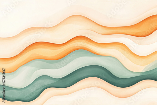 Abstract wavy lines in warm and cool pastel tones creating a calm and soothing visual texture