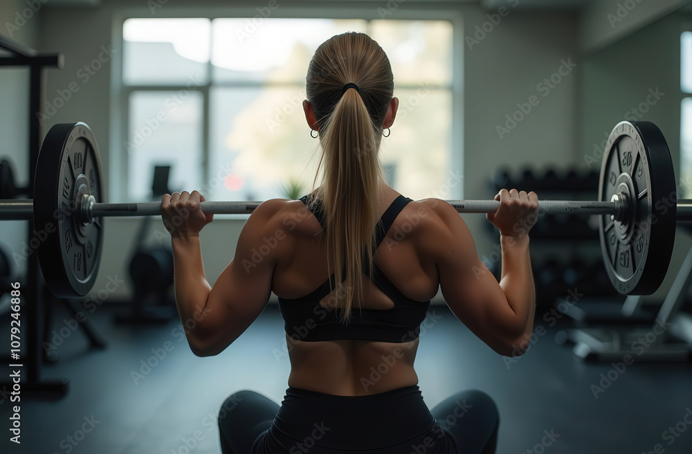 athletic girl in the gym doing back exercises athletic girl in the gym doing back exercises