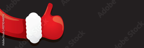 vector funky cartoon Santa Claus like hand icon isolated on black background . Black merry christmas horizontal banner background with santa like gesture