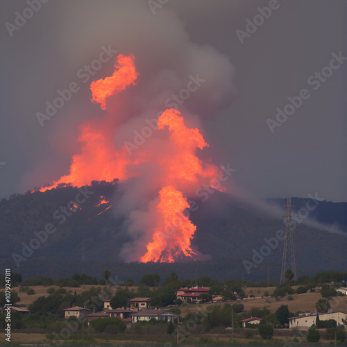 incendio y fuego en la llanura