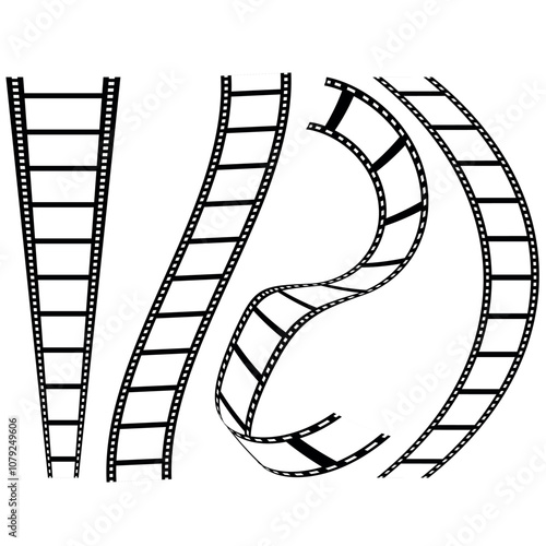 3d film roll set. Film strip set vector image. set of film icons. type from the film