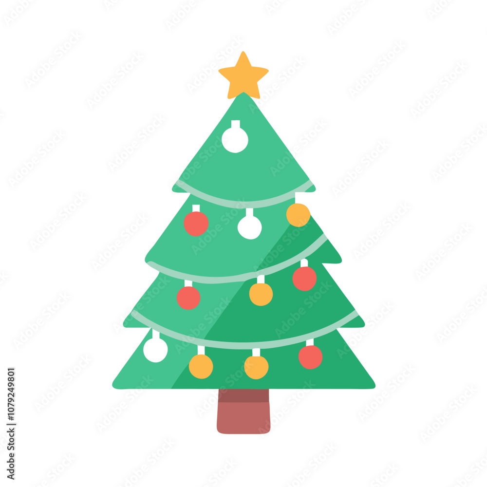 Christmas tree isolated on white, Christmas tree flat illustration vector, Christmas tree icon Christmas tree isolated on white, Christmas tree flat illustration vector, Christmas tree icon