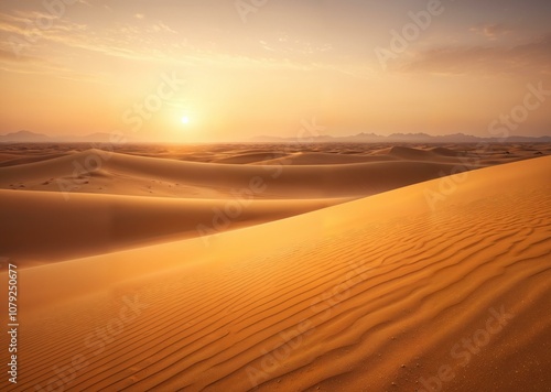 Serene Sands of Twilight: A Golden Desert Oasis