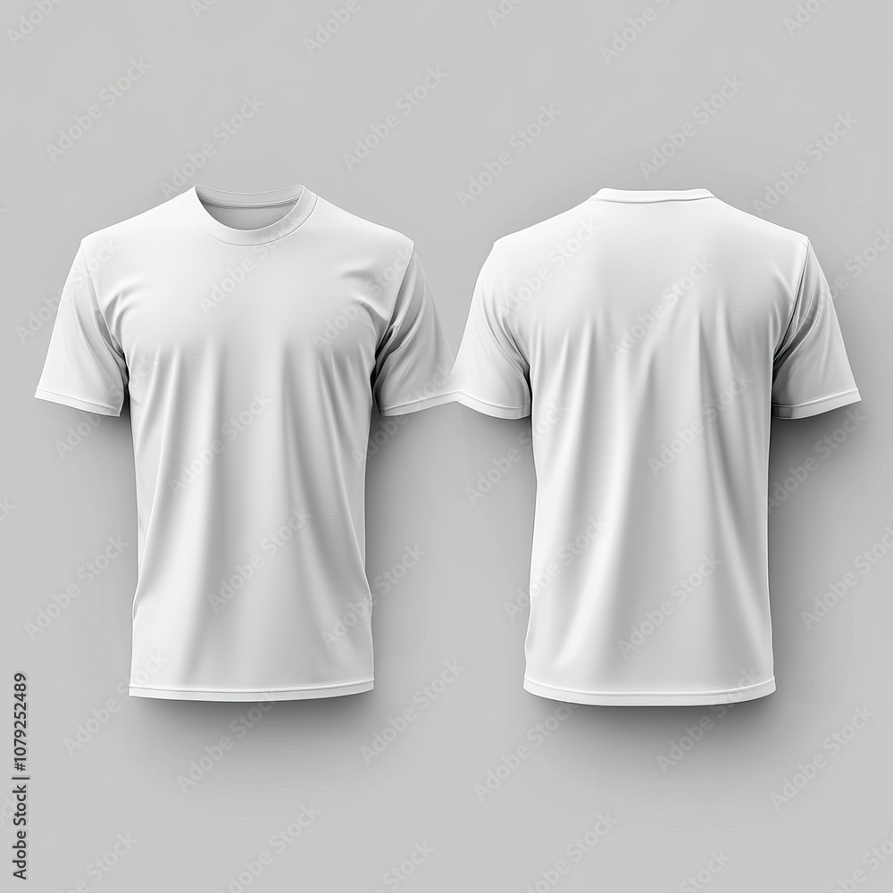 Minimalistic white t-shirt mockup showcasing front and back views. AI generated image Minimalistic white t-shirt mockup showcasing front and back views. AI generated image