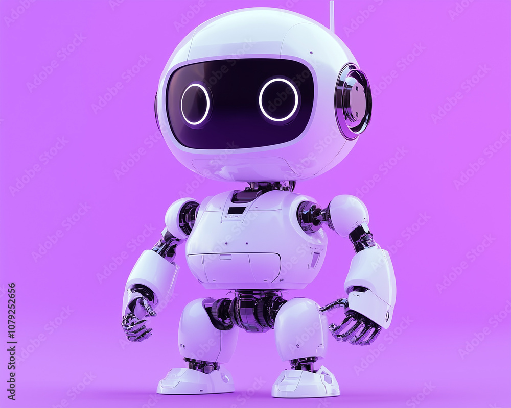 Sweet and Minimalist: Robot Advisor on a Calming Lavender Background Sweet and Minimalist: Robot Advisor on a Calming Lavender Background