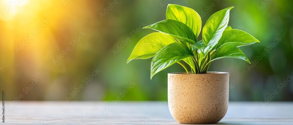 A potted plant sitting on top of a wooden table A potted plant sitting on top of a wooden table