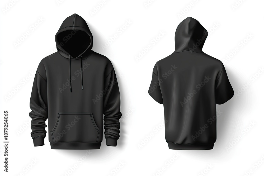Black hoodie template for design and branding purposes. AI generated image Black hoodie template for design and branding purposes. AI generated image