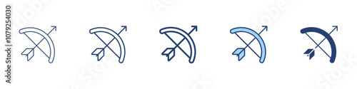 Bow and arrow icon Symbol set collection