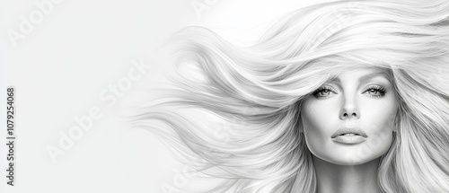 A woman with long blonde hair blowing in the wind