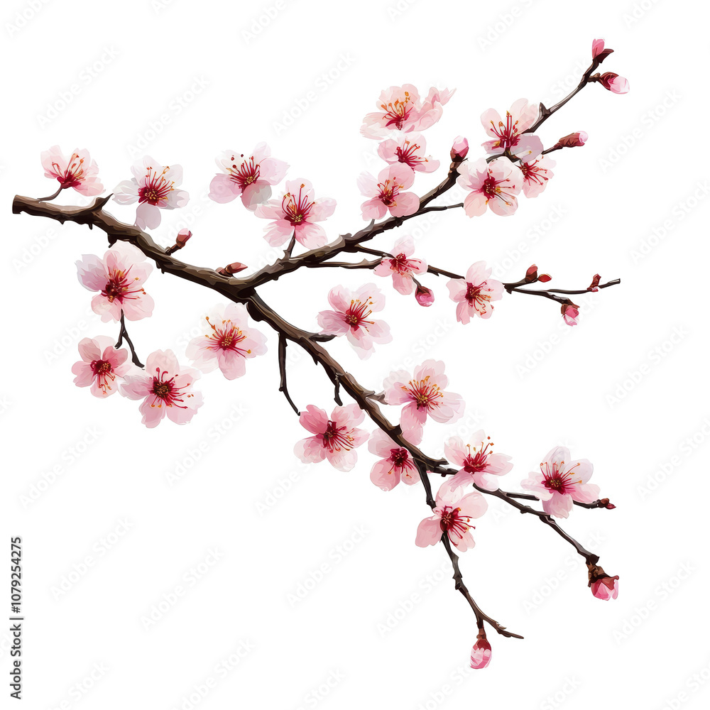 Sakura tree branch adorned with delicate pink blossoms against a clean transparent background in springtime, sakura tree branch flower transparent background Sakura tree branch adorned with delicate pink blossoms against a clean transparent background in springtime, sakura tree branch flower transparent background