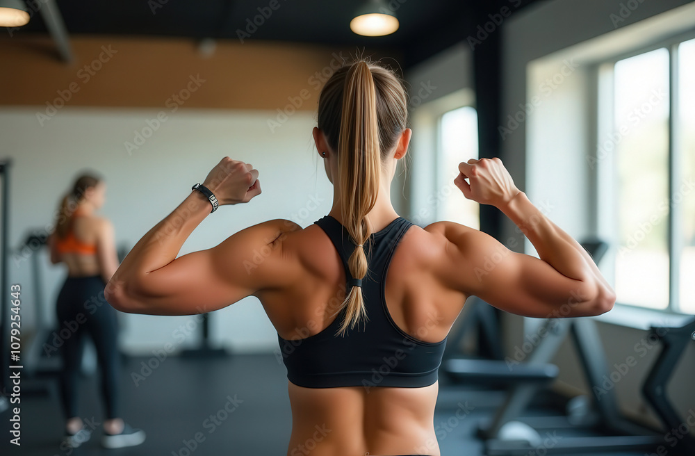 athletic girl in the gym doing back exercises athletic girl in the gym doing back exercises