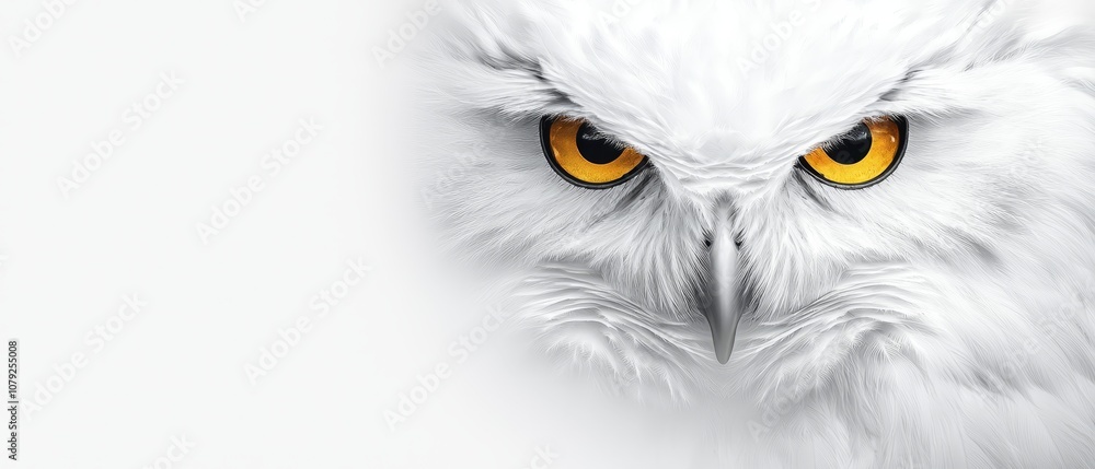 Naklejka premium A close up of an owl's face with yellow eyes