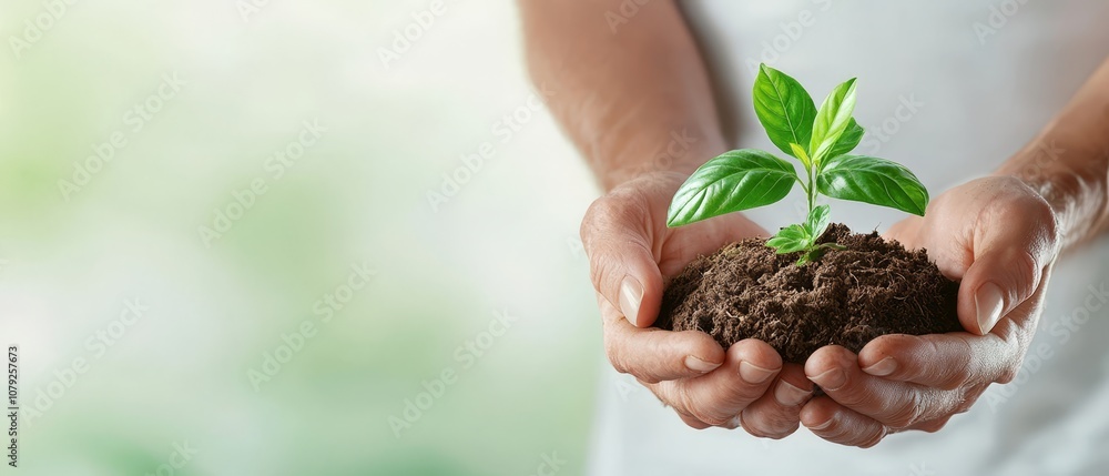 A person holding a small plant in their hands A person holding a small plant in their hands