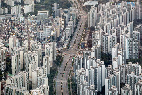 Canvas Print Seoul, South Korea - September 25, 2024: City View of Seoul Korea with High Buil