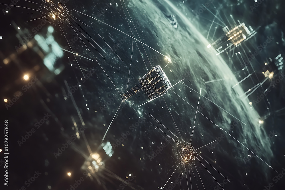 Abstract digital background depicting a network of satellites
Abstract digital background depicting a network of satellites
