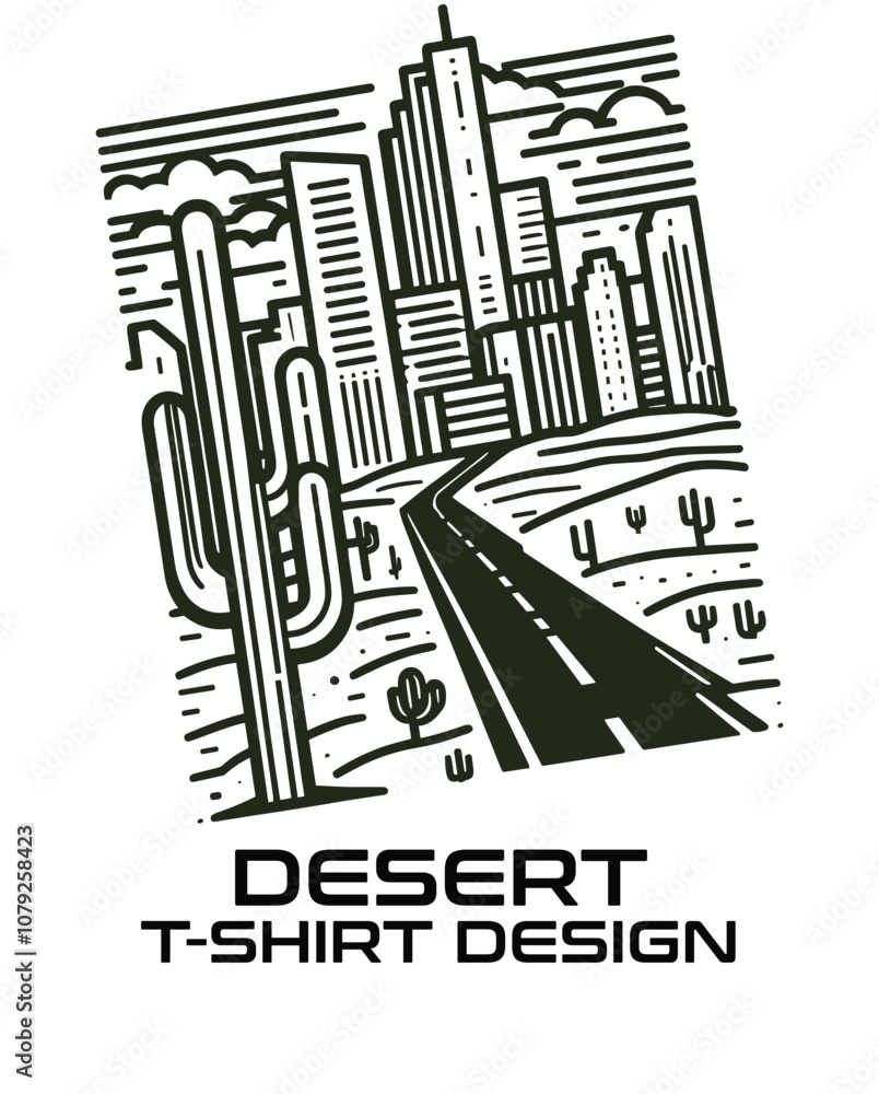 Naklejka premium Desert Vector T Shirt Design