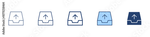 Inbox out icon Symbol set collection