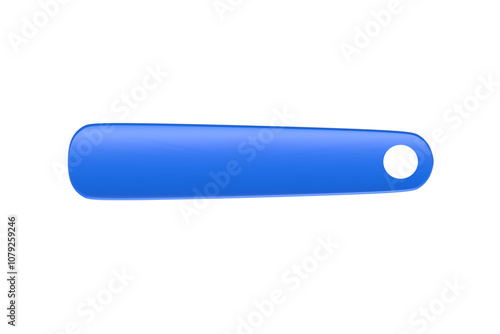 One shoehorn isolated on white background. Plastic shoe spoon. Top view. 3d render