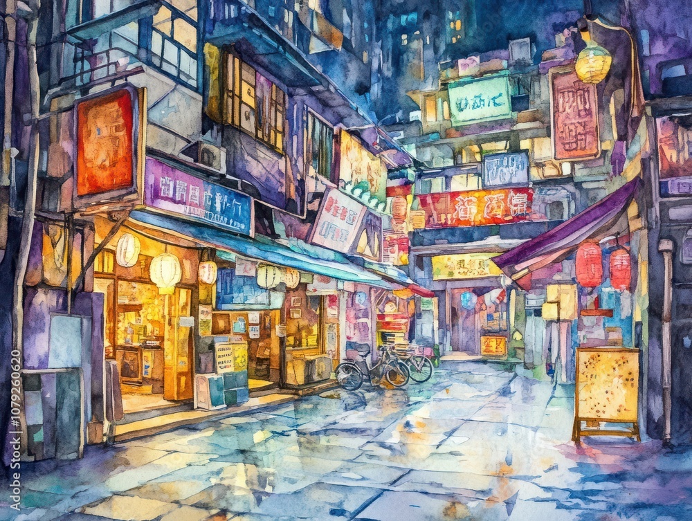 Fototapeta premium watercolor painting of the city