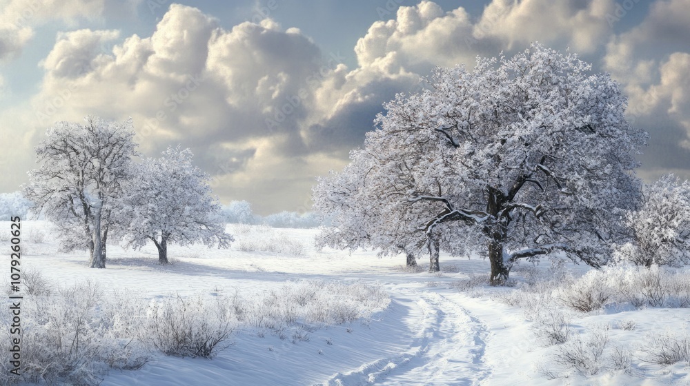 Winter Landscape With Snow-covered Trees stock illustration Winter Landscape With Snow-covered Trees stock illustration