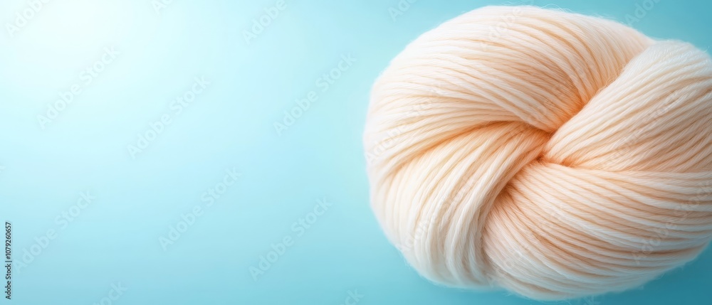 A skein of yarn on a blue background A skein of yarn on a blue background