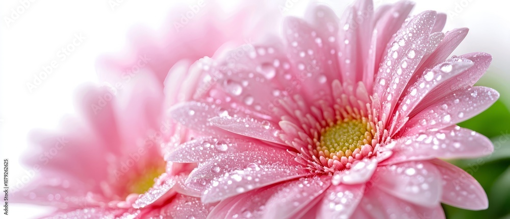 A close up of a pink flower with water droplets on it A close up of a pink flower with water droplets on it