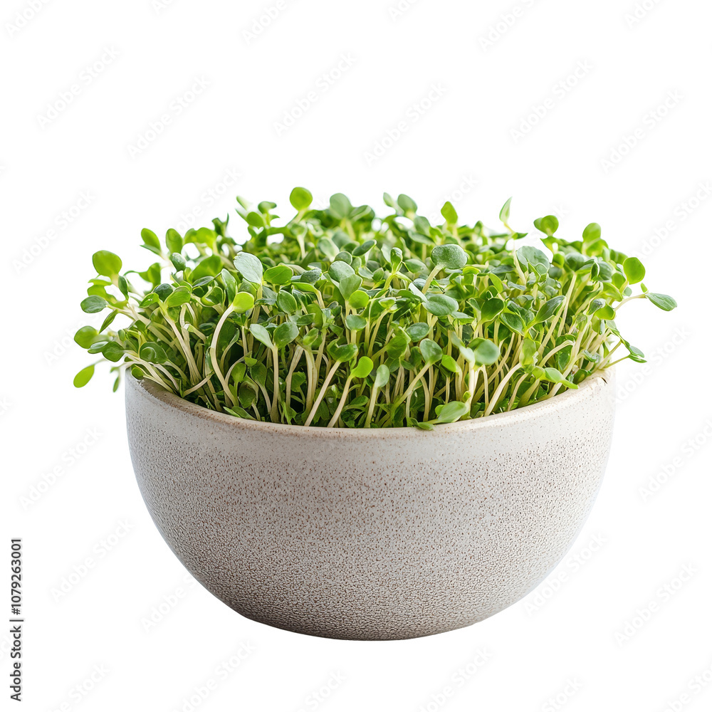 Fresh alfalfa sprouts in a bowl on a clean transparent background showcasing vibrant greenery, Alfalfa Sprout in a bowl on transparent background Fresh alfalfa sprouts in a bowl on a clean transparent background showcasing vibrant greenery, Alfalfa Sprout in a bowl on transparent background