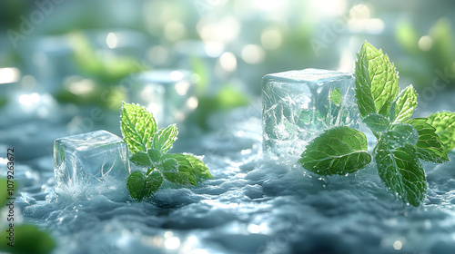 In the foreground, an icy landscape is blanketed with white snow and scattered floating icebergs, creating a stark, cold environment that highlights themes of isolation, extreme weather, and the fragi photo