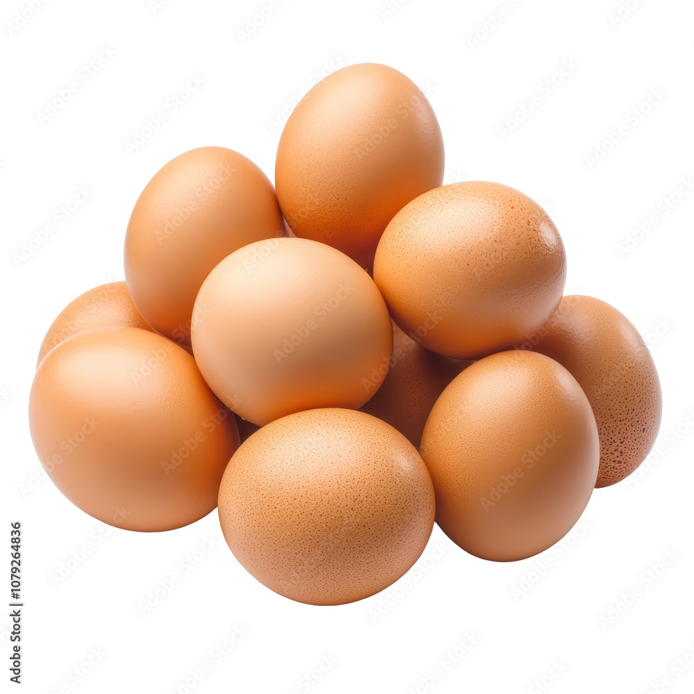 Brown eggs stacked together on a clean transparent background showcasing their natural textures and colors, brown eggs isolated on transparent Brown eggs stacked together on a clean transparent background showcasing their natural textures and colors, brown eggs isolated on transparent