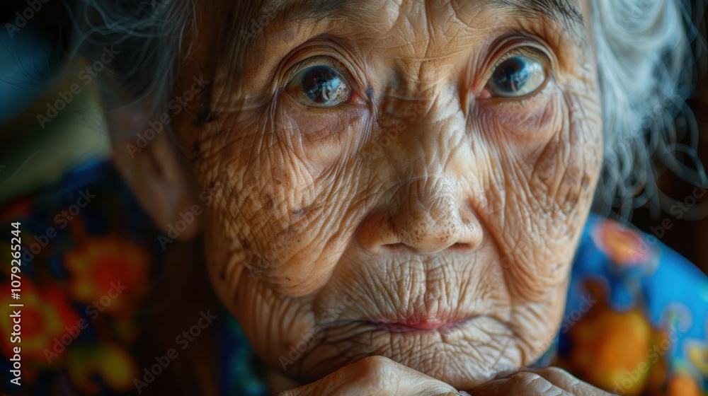 Against vibrant backgrounds, a dignified grandma's peaceful smile radiates with the serenity and fulfillment of a life well-lived Against vibrant backgrounds, a dignified grandma's peaceful smile radiates with the serenity and fulfillment of a life well-lived