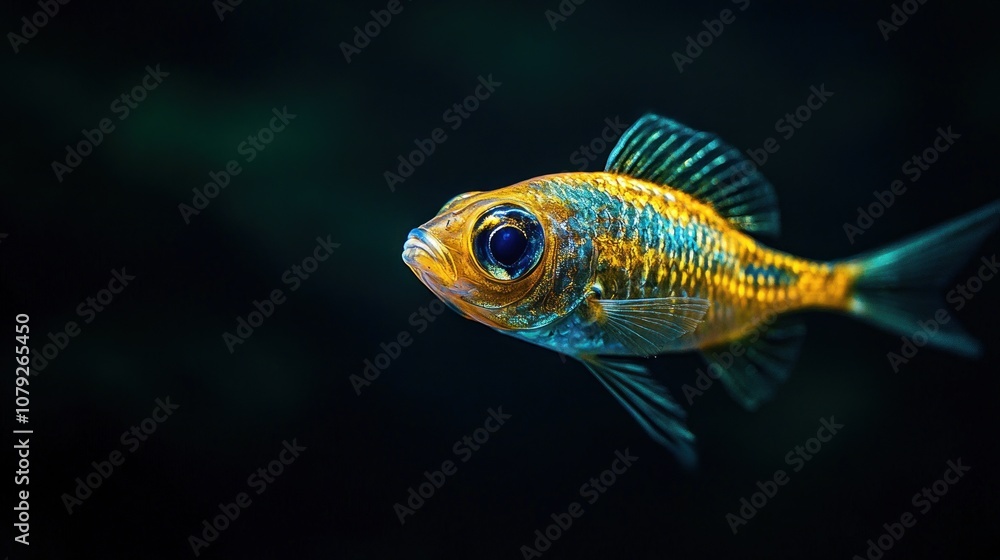 A Single Goldfish in a Dark Aquarium A Single Goldfish in a Dark Aquarium