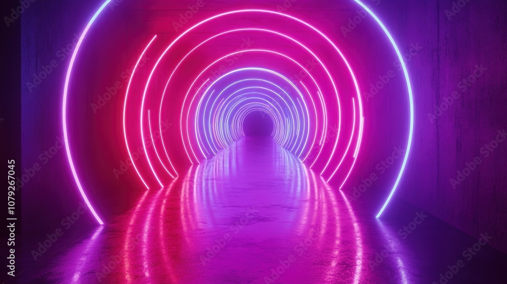 Neon Circular Tunnel with Pink and Blue Lights Neon Circular Tunnel with Pink and Blue Lights