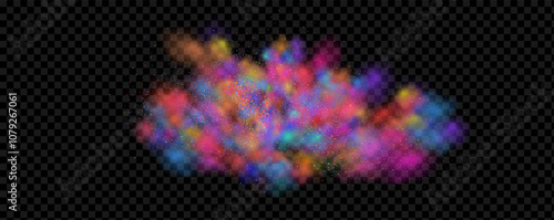 An explosion of colorful smoke clouds.Multicolor fog with blue and yellow particles.Explosions of color powder.